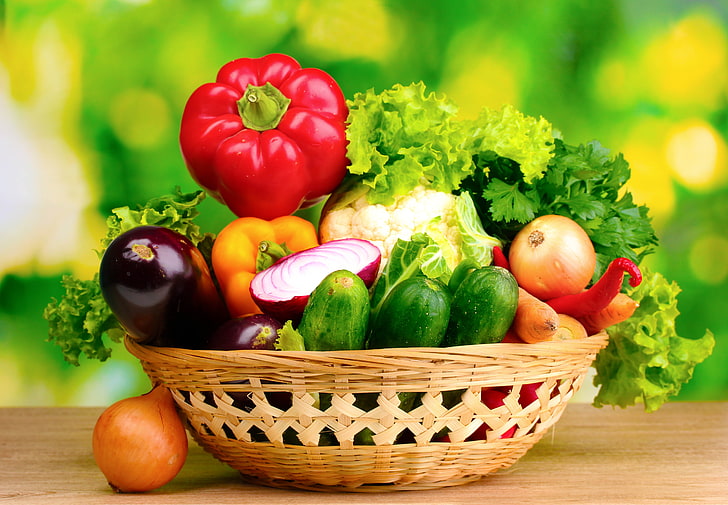 vegetables-basket-green-background-garden-wallpaper-preview